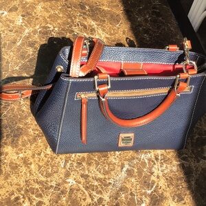 Dooney & Bourke Navy and Brown Satchel